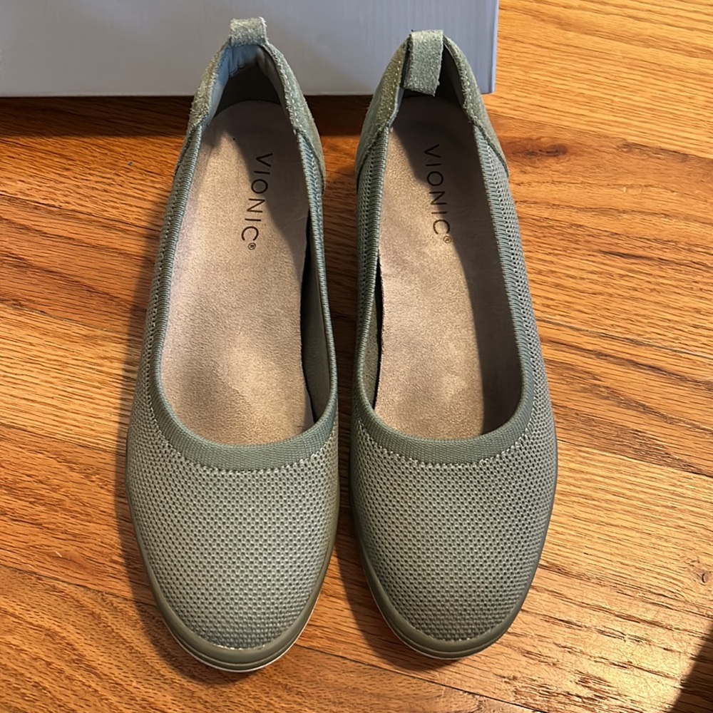 Vionic Olive Slip-On Wedge Sneakers - Picture 2 of 8